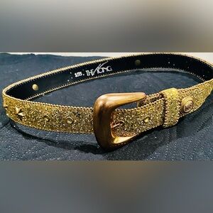 Vintage Icing Gold Glitter Belt Stars Crown buttons 33 inches